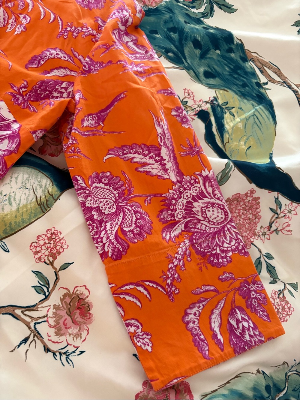 Orange & Pink Toile Scenic Print Button-Up Shirt 8 - Picture 3 of 7